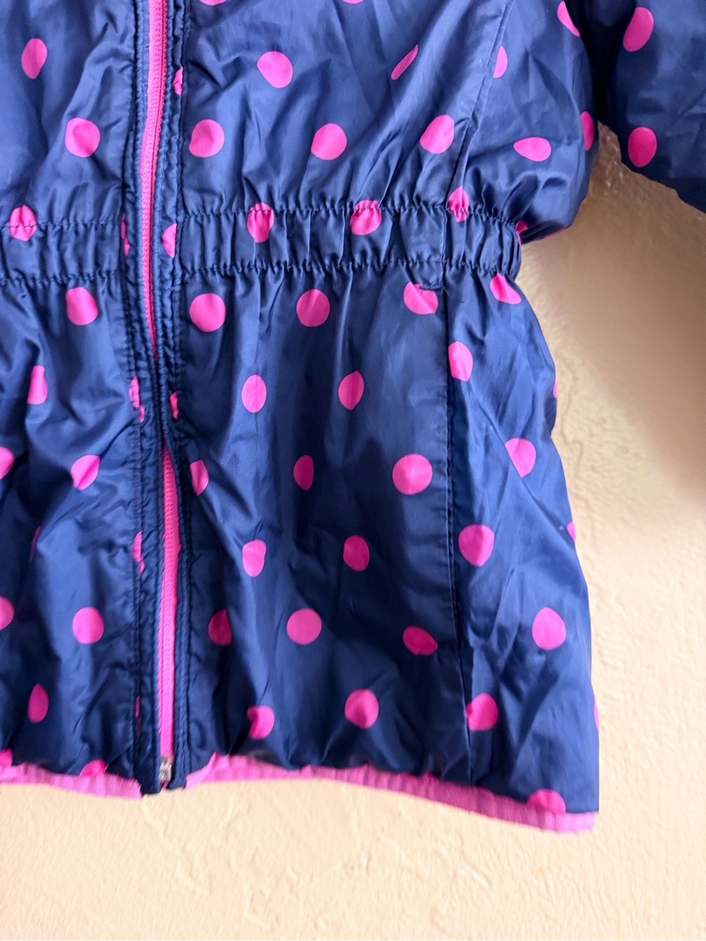 GAP Navy Revisable Jacket with Pink Polka Dots - Picture 3 of 5